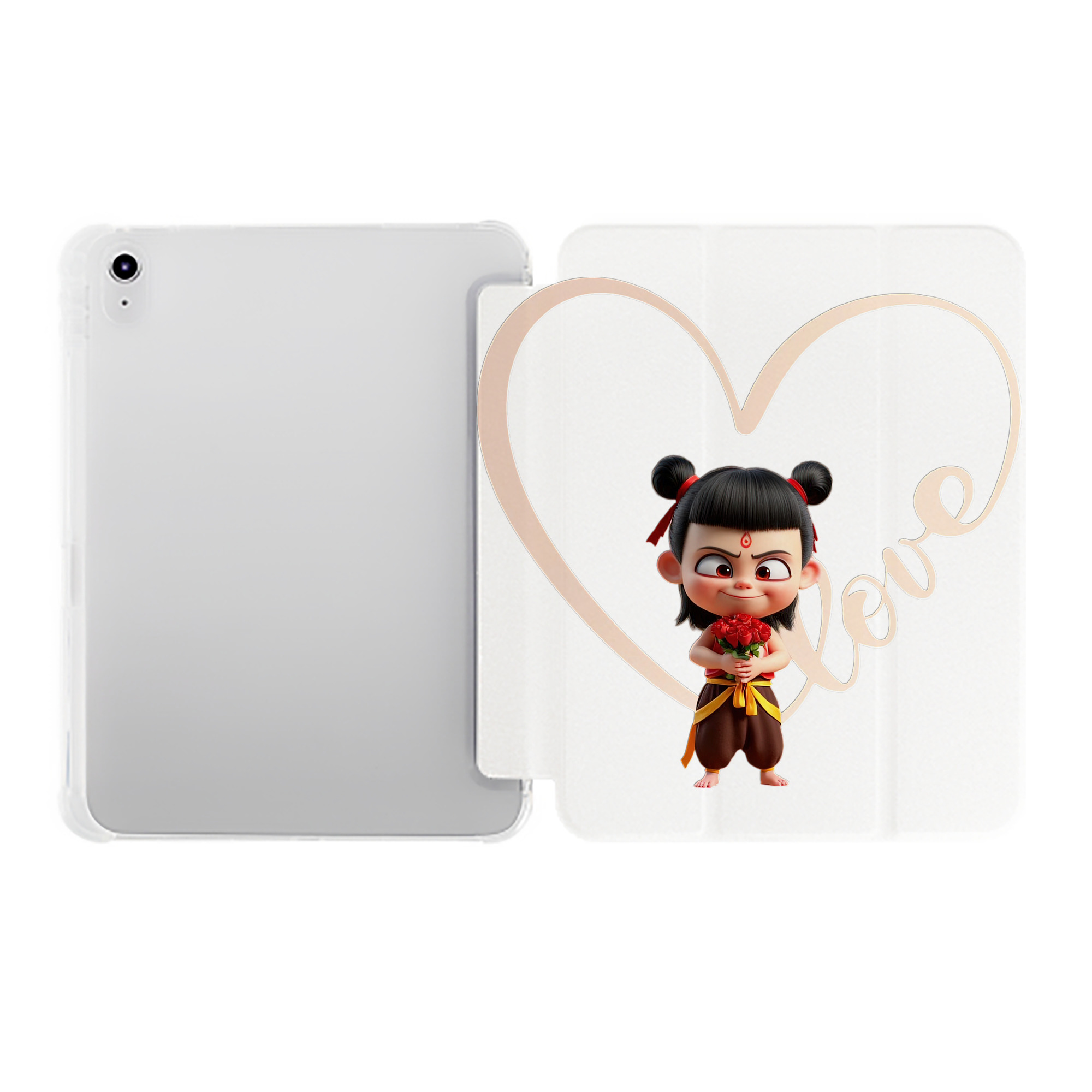 （画像用） Ne Zha 2 ナタ 魔童の大暴れ IPad ケース ペン収納付き 三つ折りスタンド PUレザー×シリコン 対応機種9.5/10.5/10.9インチ